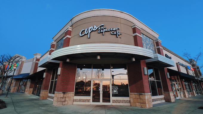 Cups Flowood storefront, right on the corner of Lakeland Drive and Old Fannin Road.